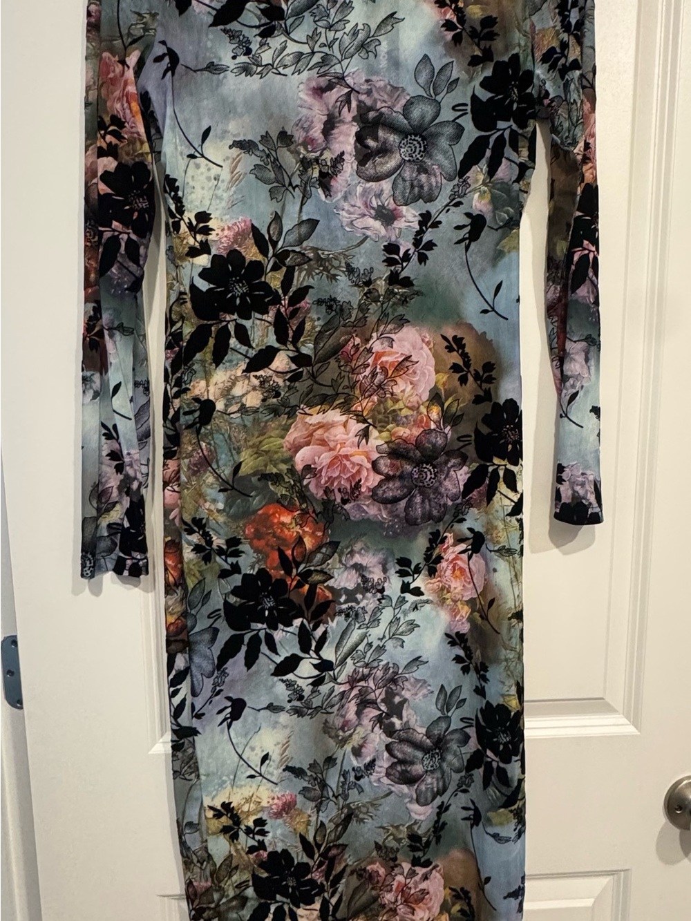 Fashion Nova Light Blue Multi Floral Long-Sleeve Maxi Dress - Picture 8 of 9